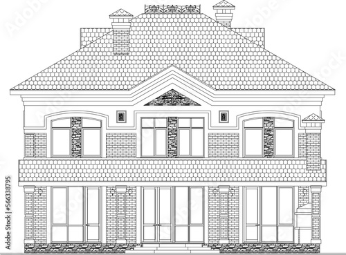 Vector sketch illustration of classic cute barbie house old building
