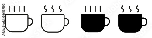 Cup black set on white background. Flat cup tea or coffee for web and app design.