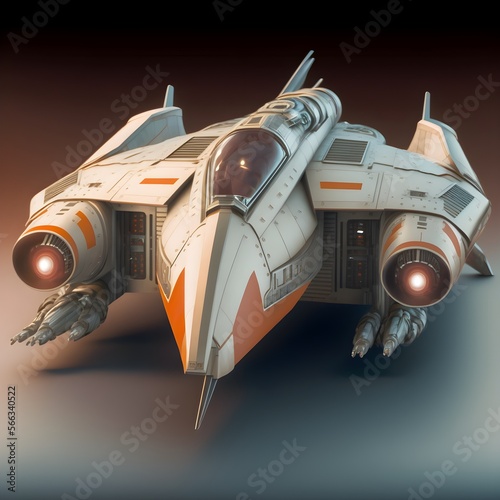 science fiction space ship starfighter with 2 laser guns smooth metal 50mm ray t фототапет