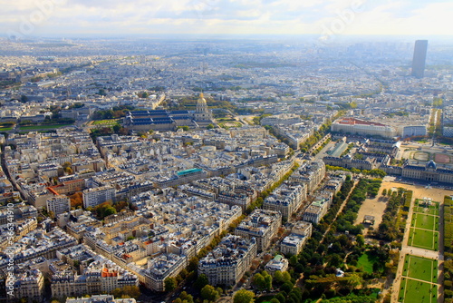 Invalides and french roofs from above at sunrise, Paris, France © Aide