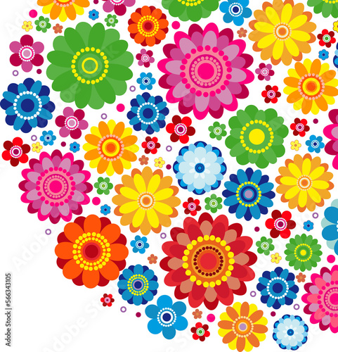 Flowers spring design on a white  background  floral vector illustration.