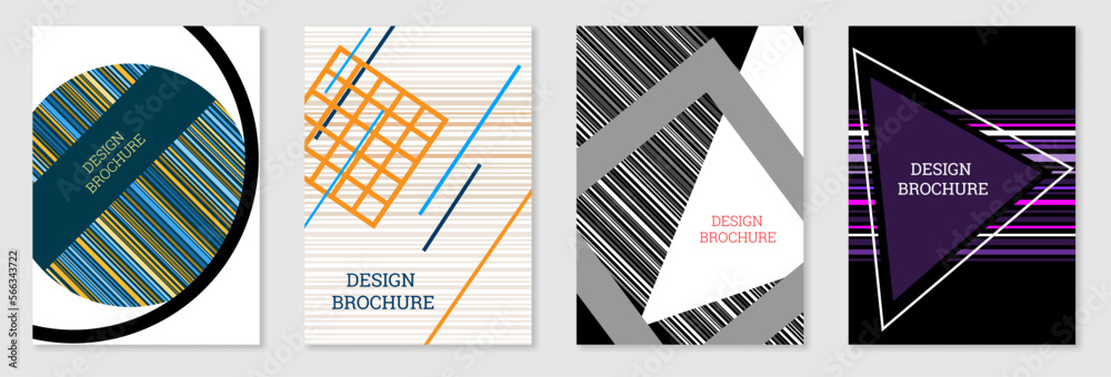 Set of cover design in Memphis style. Geometric design, abstract background. Fashionable bright cover, banner, poster, booklet. Creative colors. Set of cover design in Memphis style. Geometric design, abstract background. Fashionable bright cover, banner, poster, booklet. Creative colors.