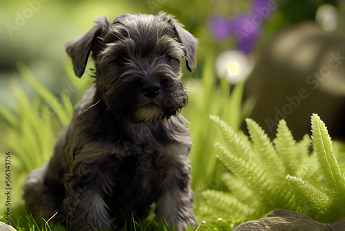 Wallpaper Mural Cesky Terrier puppy, playing in the garden, Generative AI Torontodigital.ca