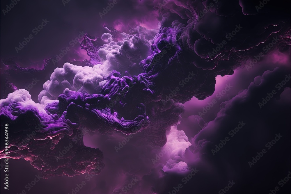 a purple and black background with clouds in the air and a black ...