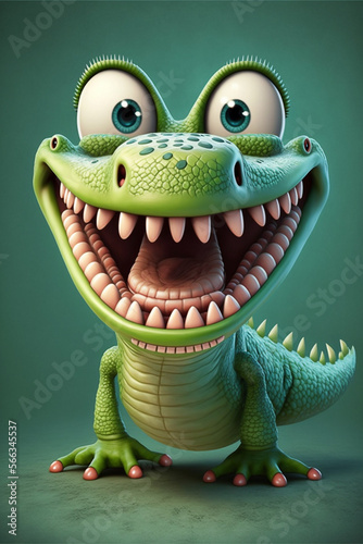Cute Adorable Crocodile with Big Eyes Generative AI Digital Illustration Part 300123 © Cool Patterns