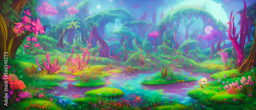 Enchanted Land  A Fairytale World Amidst Alien Jungle. Generative AI