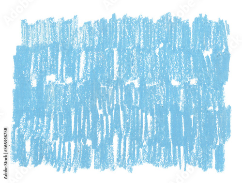 Hand drawn texture. Natural blue sky color. Template banner of organic cosmetics label, vegan packaging design. Rough oil pastel drawing with textured effect. Cyan background. Sketch grainy backdrop.