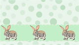 Easter bunny with eggs, geometric background