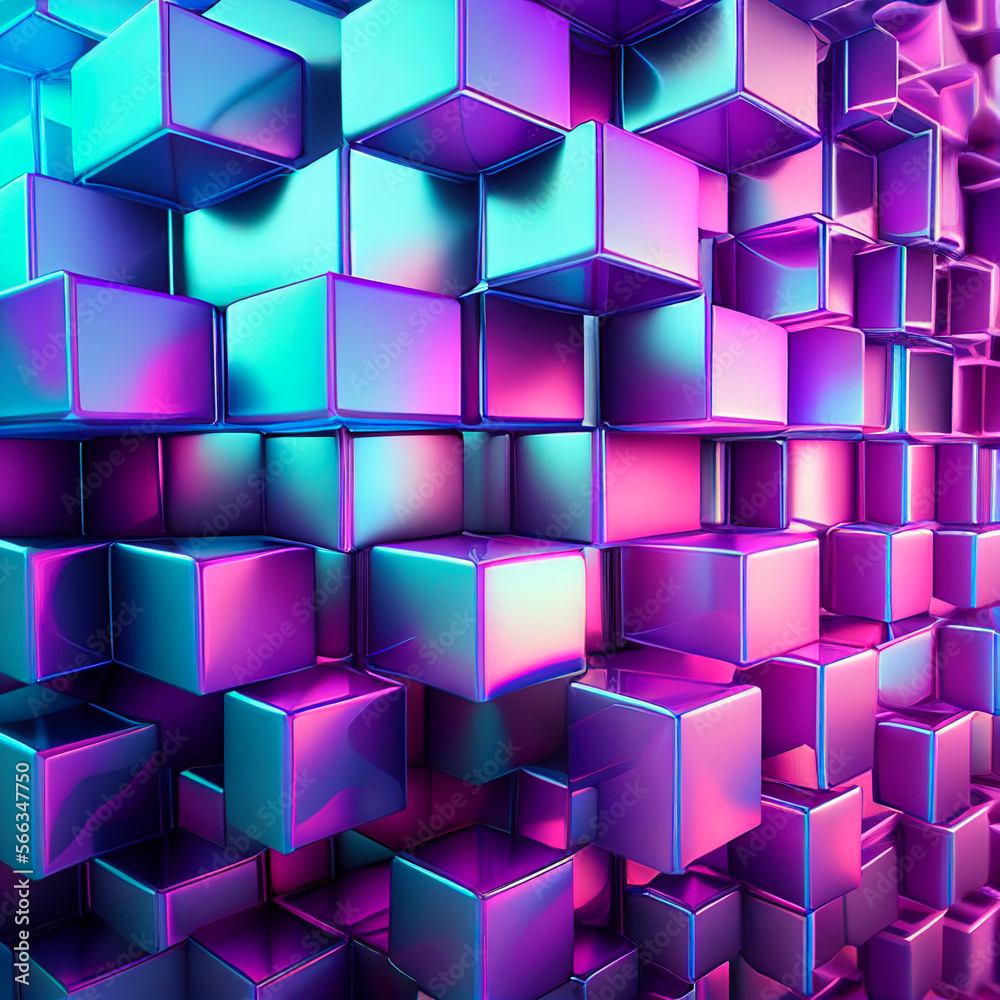 holographic pink and blue cubes, ai generation holographic pink and blue cubes, ai generation