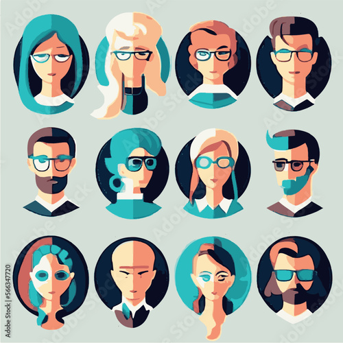 Male and female avatars vvector icons set faces photo