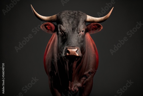 Red irate bull. Generative AI.