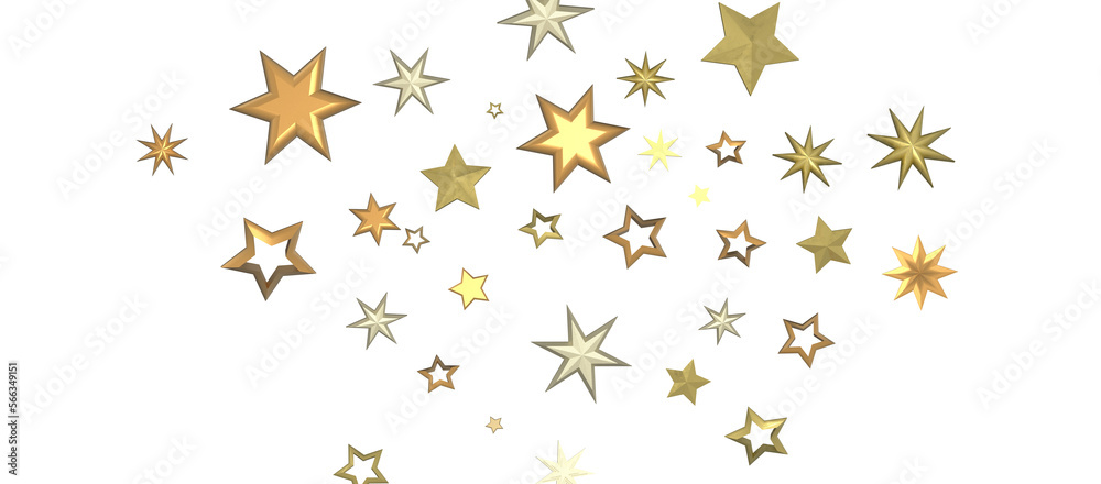 Banner with golden decoration. Festive border with falling glitter dust and stars.