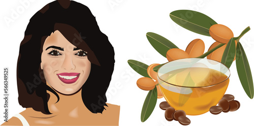 face of indian woman with argan-oil-