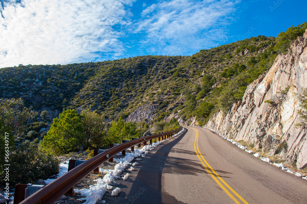 Bonita Canyon Drive to Sugarloaf Mountain in Chiricahua National Monument in Cochise County in Arizona AZ, USA. 