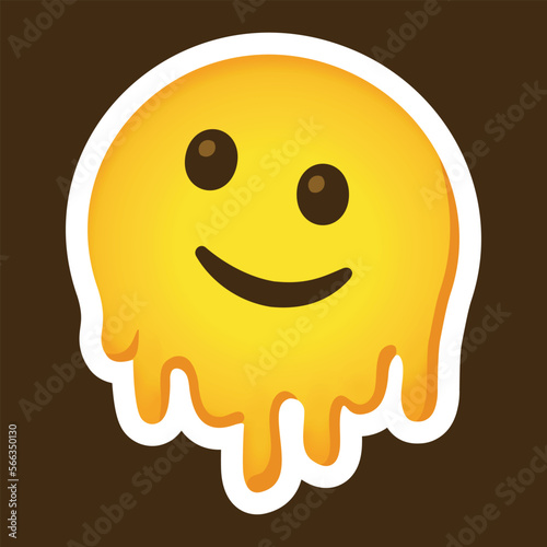 Melting Face vector icon. Isolated liquid soft face emotion sticker sign design.