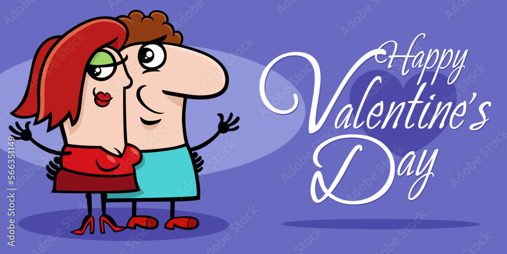 Valentines Day design with comic couple in love Valentines Day design with comic couple in love