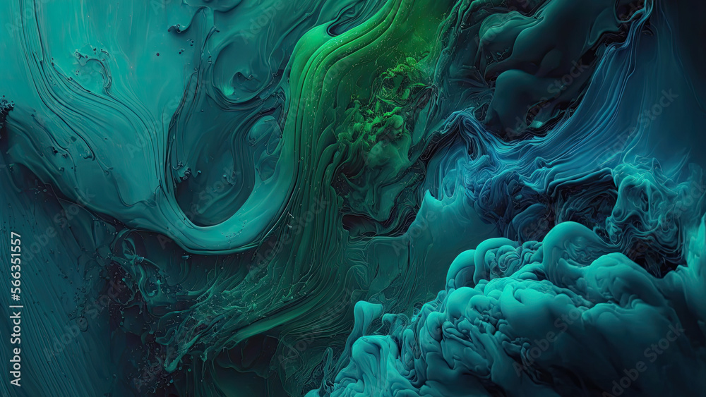 abstract green liquid background wallpaper. Generative Ai Stock ...