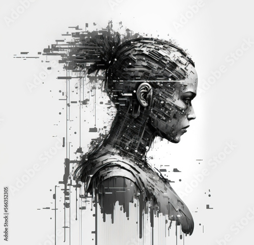 Artificial intelligence  abstract cyborg android. is not based on any real person. generative AI  