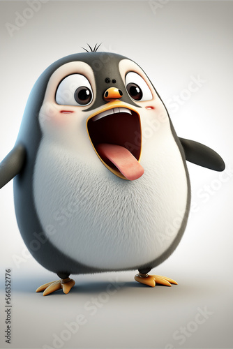 Cute Adorable  Penguin with Big Eyes Generative AI Digital Illustration Part 300123