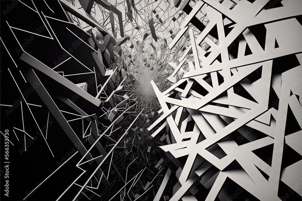 a black and white photo of a bunch of abstract shapes in a square ...
