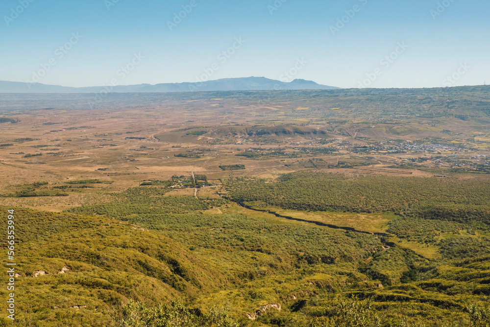 Scenic view of volcanic mountain landscapes in Naivasha, Rift Valley, Kenya