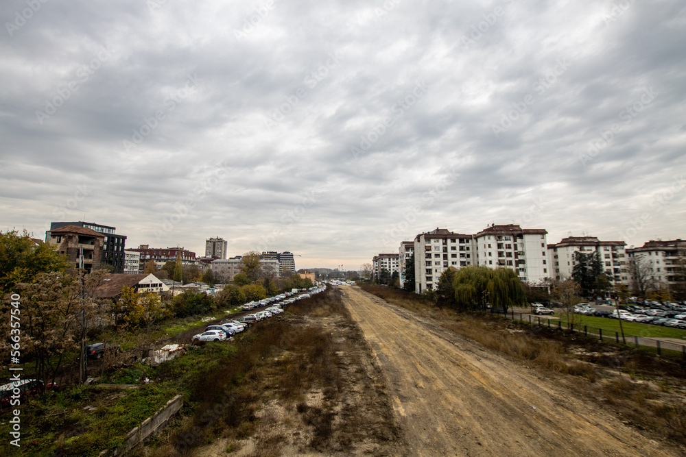 Belgrade suburb panorama in Serbia. isolated areas without people