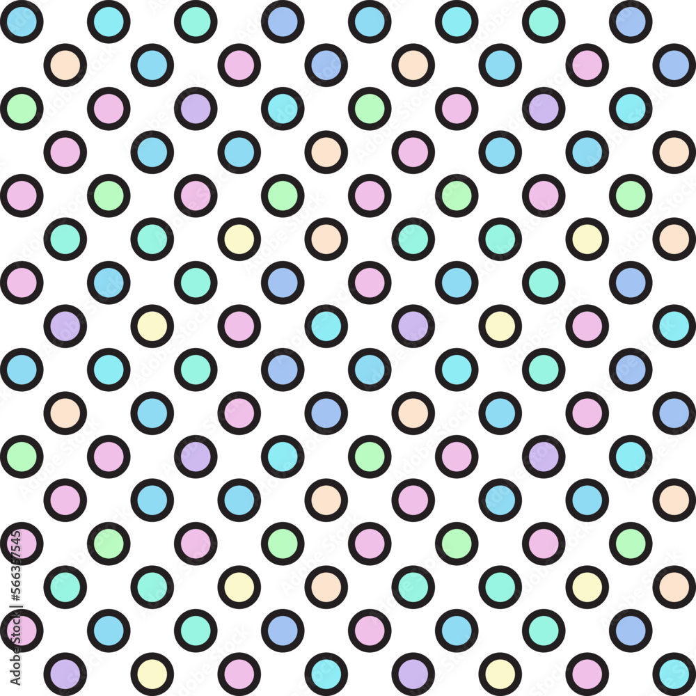 Colorful pastel polka Dot seamless pattern background. Vector illustration.	