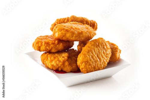 Fried chicken nuggets isolated on a white background