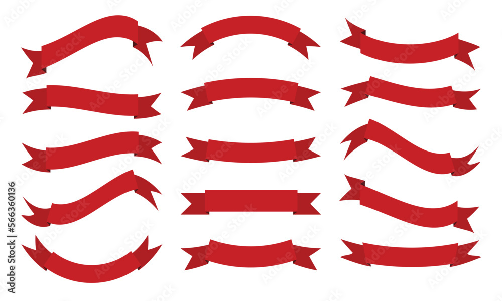 Collection of Blank Ribbon Banner in Red Colors. Collection of Blank Ribbon Banner in Red Colors.