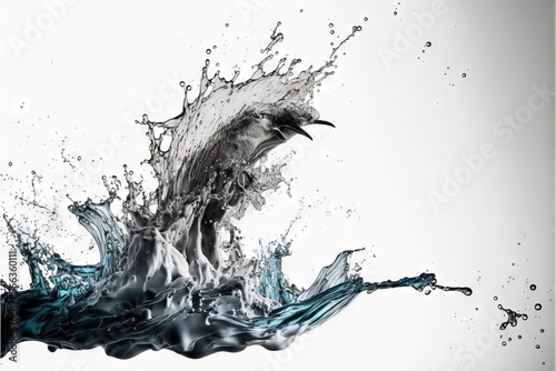  a bird is splashing water into the air with its wings spread out and it s head is in the air and its wings are in the air.  generative ai