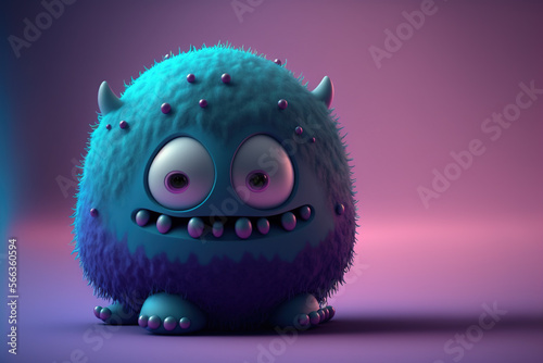 Cute blue purple monster Generative AI