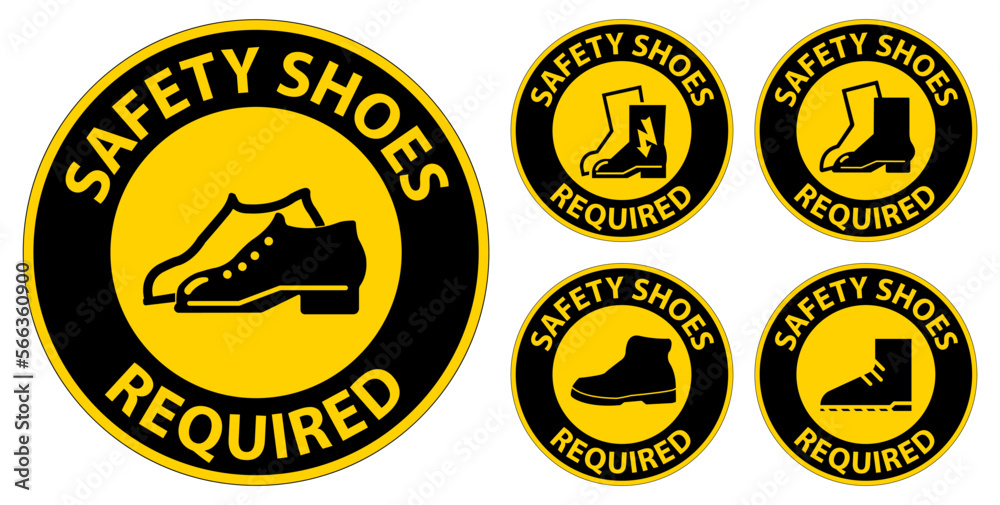 Label Floor Sign, Safety Shoes Required