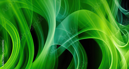 green vapor smoke on black background motion waves with copy space generative ai swirl