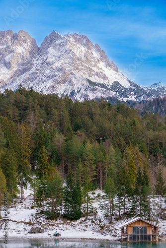 snow covered mountains in winter (Ehrwald, TYrol, Austria)
