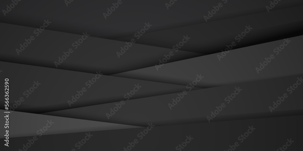 Abstract background in black and gray colors with several overlapping surfaces with shadows
