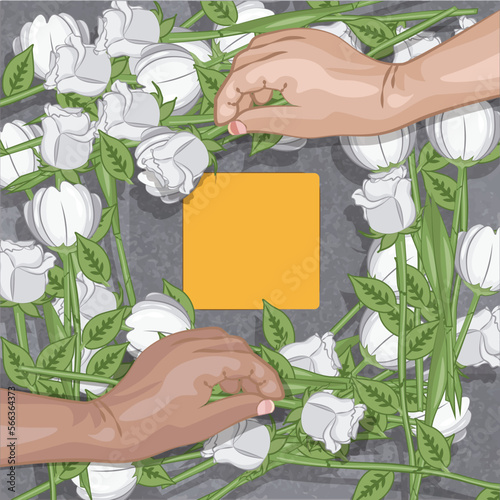 Hands holding flowers