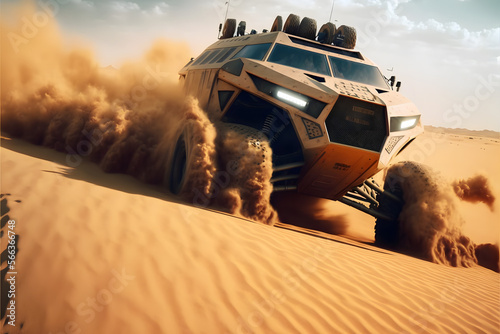 Off Road vehicle in Desert, Illustration generativ ai photo