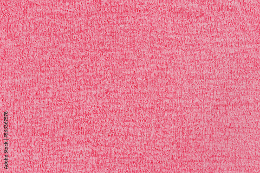 Puckered texture pink fabric. Abstract background in trendy color of