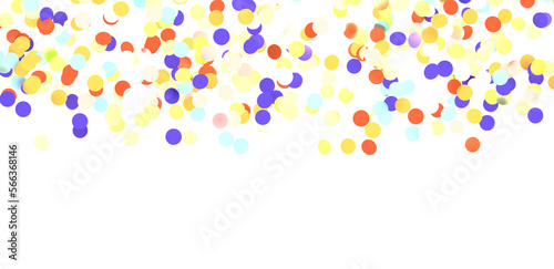 Multicolor confetti abstract background with a lot of falling pieces, isolated on a white background. Festive decorative tinsel element for design - in 3d png