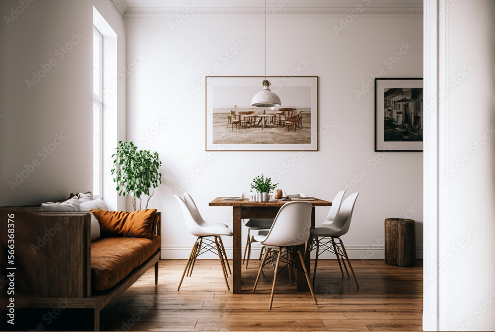 Fototapeta premium a living room with small table and sofa