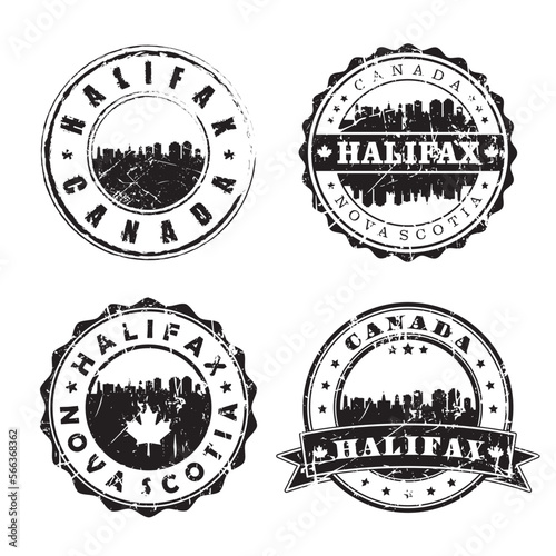 Halifax Nova Scotia Stamp Skyline Postmark. Silhouette Postal Passport. City Round Vector Icon Set. Vintage Postage