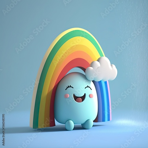 Cute happy pride rainbow figure - generative AI photo