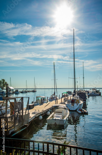 Marquette Michigan Boat Marina with Morning Summer Sun beaming