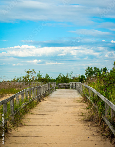 Wood Scenic Overlook Deck Northern Michigan Country Side Beach Boardwalk