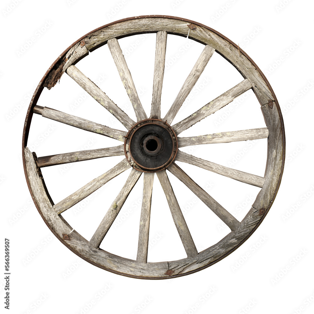 worn wooden wagon wheel