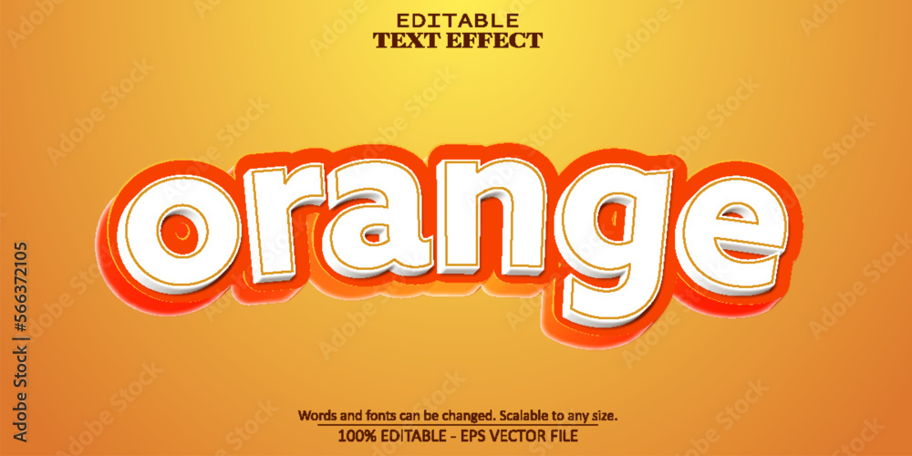 cartoon text effect, editable orange text style cartoon text effect, editable orange text style