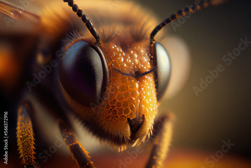 Cute bee macro shot. Studio lightning. Digitally generated AI image © 0livia