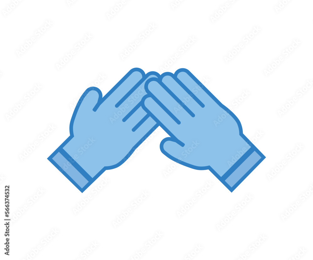 Blue latex gloves icon. Concept of protection.
Blue latex gloves icon. Concept of protection.