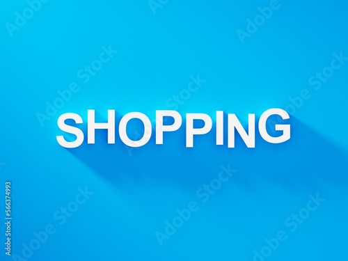Shopping white text word on blue background with soft shadow © concept w
