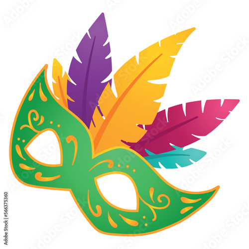 Isolated carnival mask with colored feathers Vector illustration